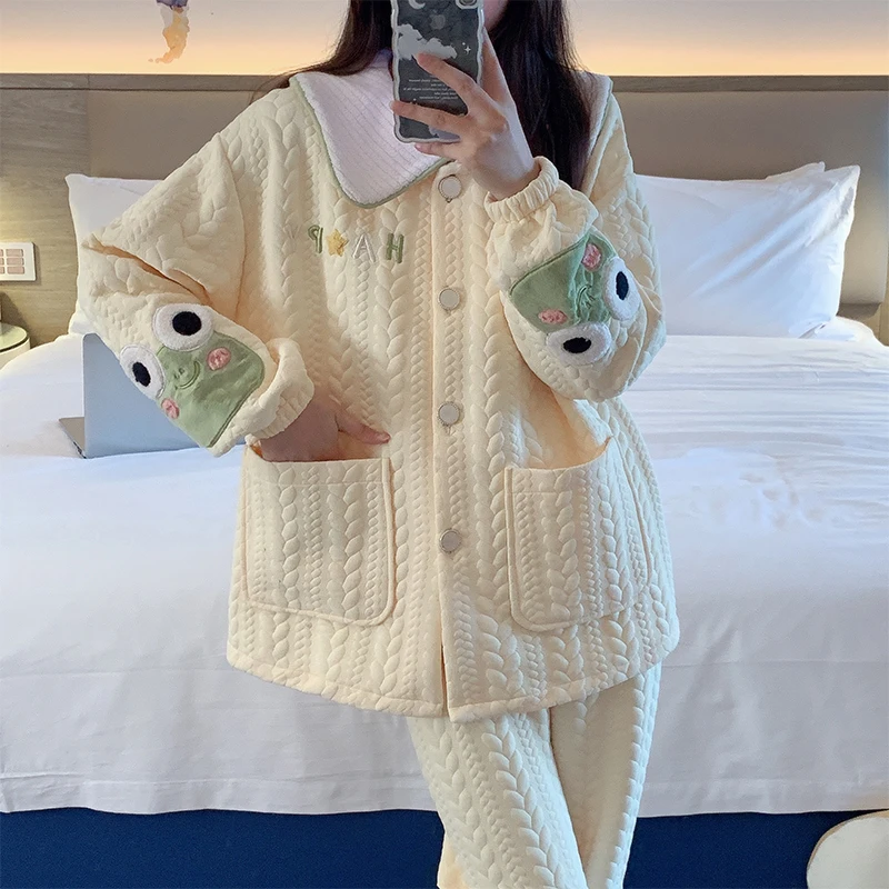 Autumn and Winter New Air Interlayer Imitation Cotton Thick and Warm Extra Large 5XL Cardigan Cute Sweet Casual Home Furnishing
