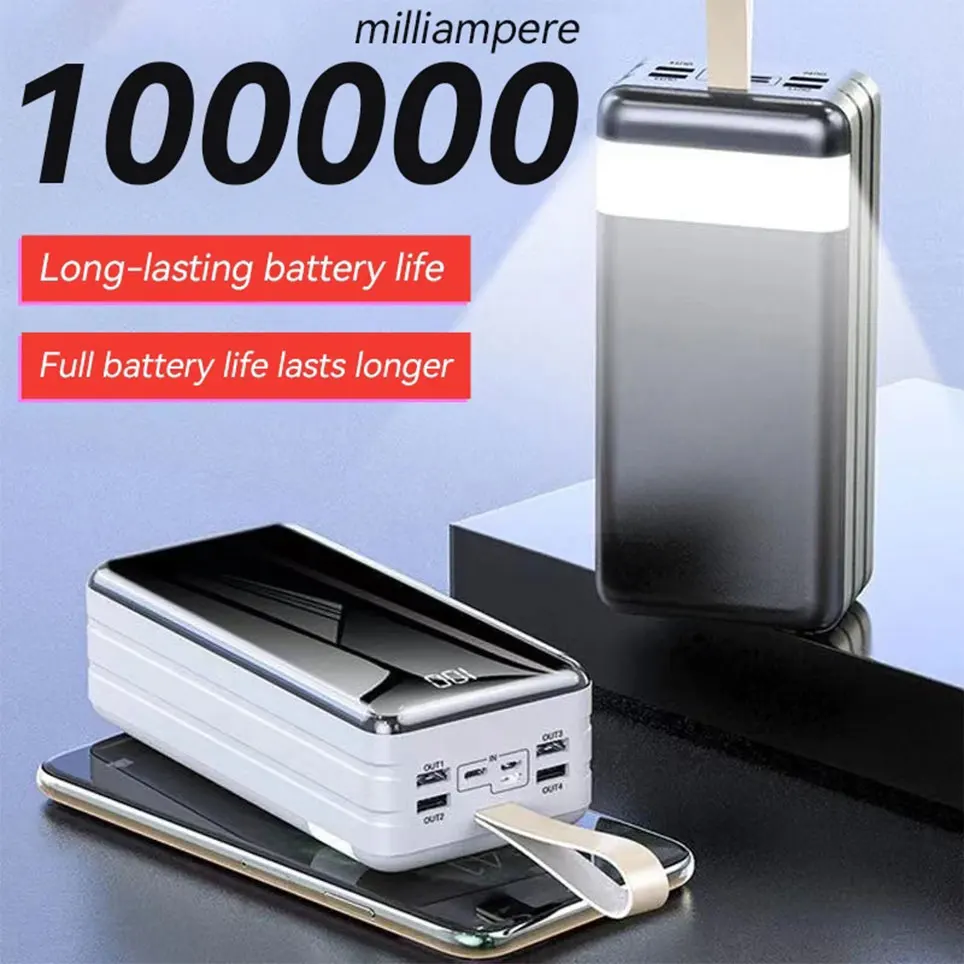 

Внешний аккумулятор с 4 USB-портами, 100000 мАч