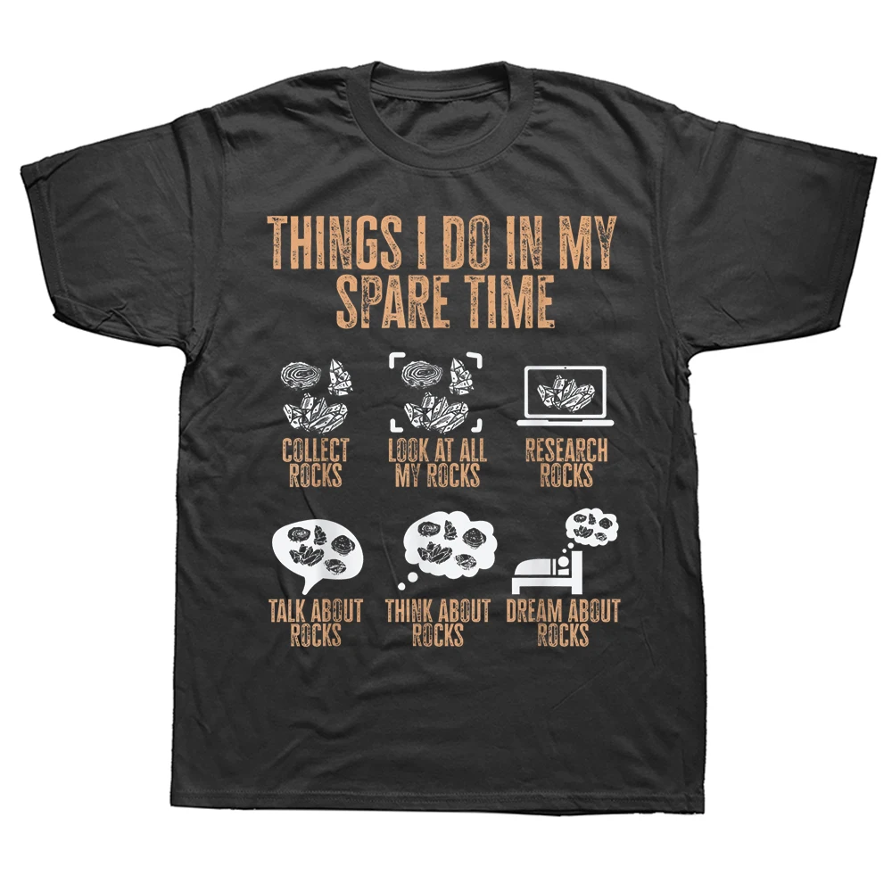 Lustige Dinge, die ich in meiner Freizeit mache: Steinsammlen, Streetwear-T-Shirt, Humor-T-Shirt, lockere Kleidung für Männer und Frauen, kurzärmelig