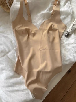 Seamless Shapewear Bodysuit Woman Solid Ultra-Thin U-Back Bodysuit Female High Elasticity Slim Camisole One-Piece Underwear New
