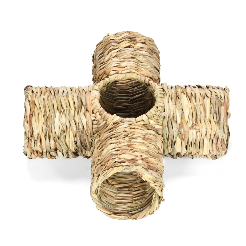 

Rabbit Grass House Bunny Tunnel Tube Nest Straw Woven Chew Toys for Hamster