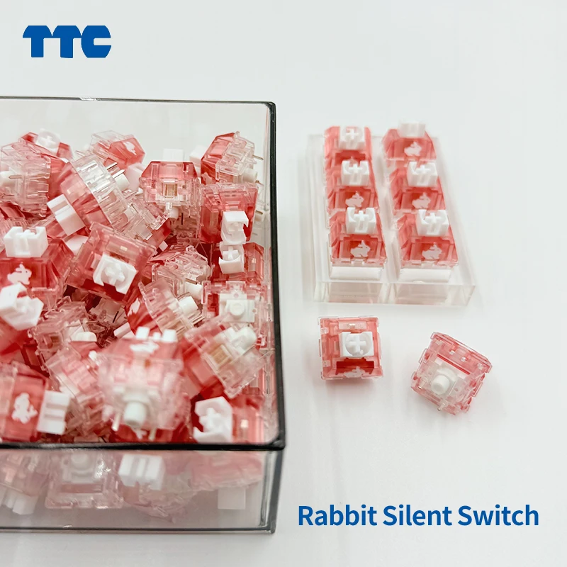 TTC ラビットサイレント　キースイッチ　 RGB対応　 100個 TTC ラビットサイレントスイッチ RGB ピンク 5 ピン 42 グラムカスタム