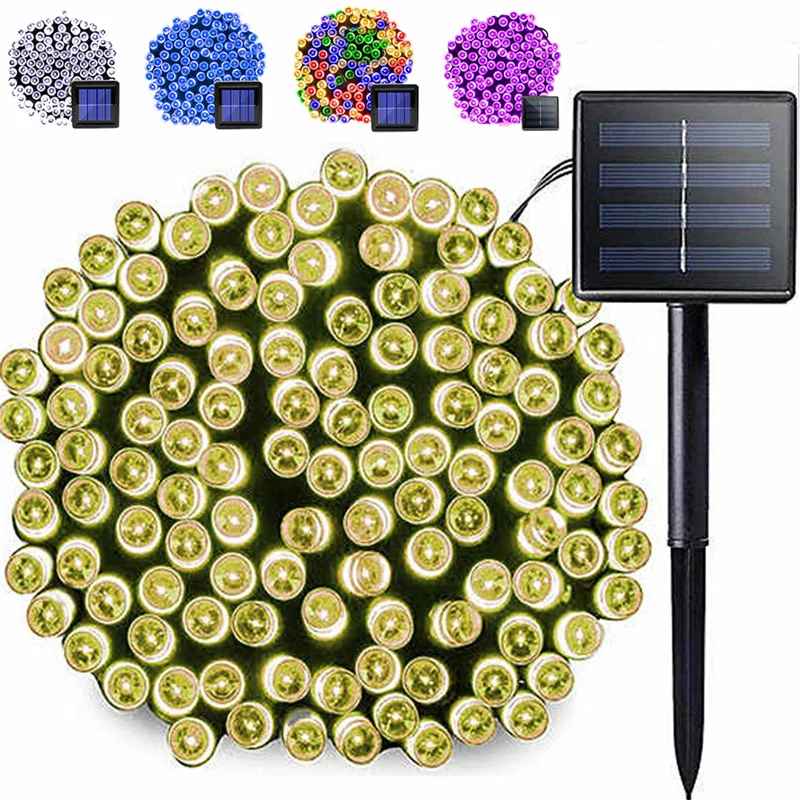 Enchanting Outdoor Solar-Powered LED Fairy String Lights - 8 Mode Decorative Garland for Holidays and Celebrations