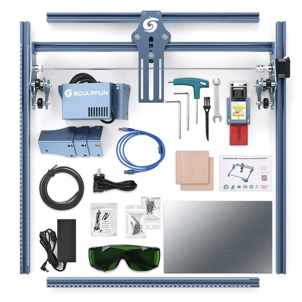 Graveur Laser Sculpfun S9 Pro 10W, haute précision 0.06mm, découpe du bois 15mm, Support Lasergrbl/Lightburn, 400*410mm