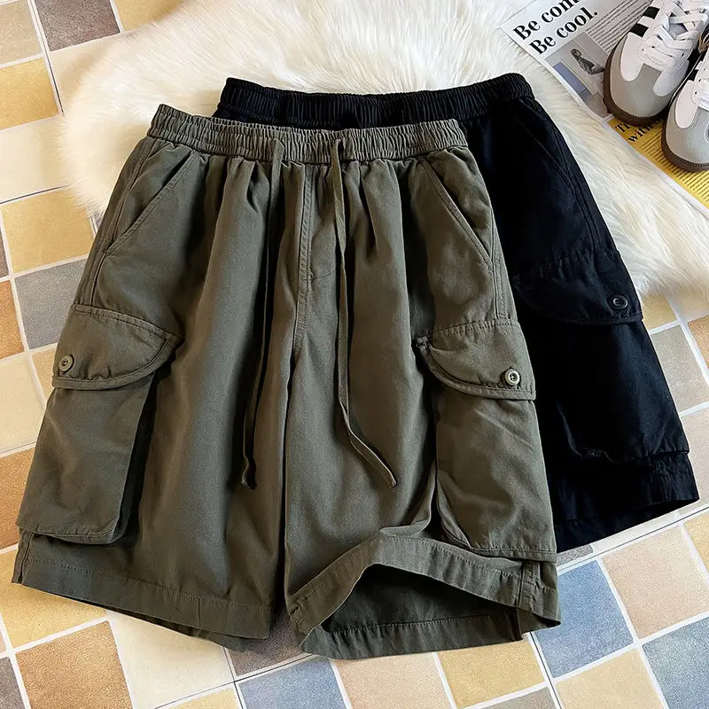 

2024 Men's Summer Fashion Thin Multi Pocket Casual Shorts Male Loose Straight Sports Shorts Men Solid Color Short Pants K289