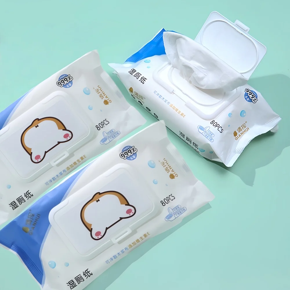 80 Pezzi/Confezione, Carta Igienica Umida, per Uomini e Donne per Pulire le Parti Intime, Pulire i Glutei, Carta Igienica Antibatterica - immagine 6