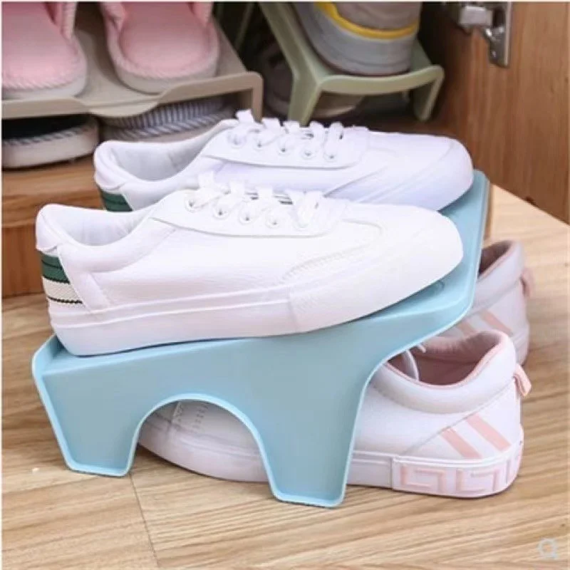 1Pcs Household Storage Shoes Shelf Save Space Shoe Rack Double Support Plastic Integrated Simple Shoecase Dormitory Shoe Cabinet 3