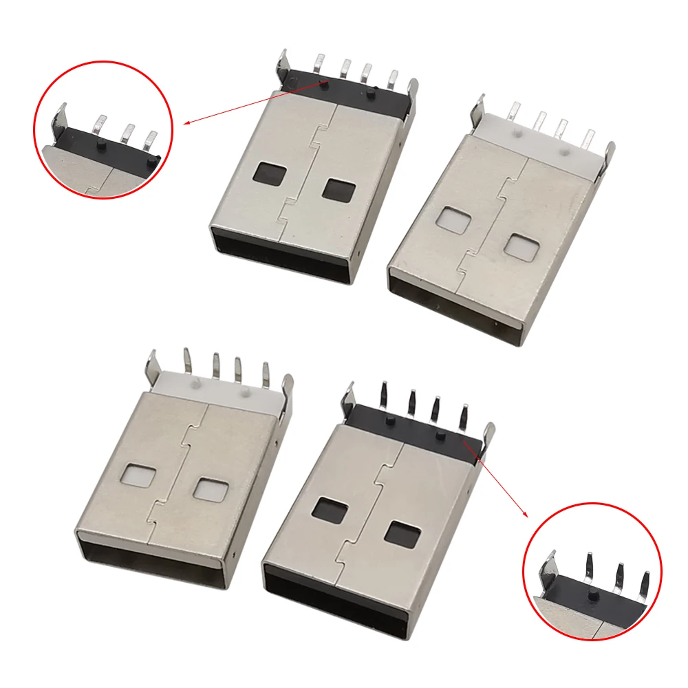 10/20/50 Pz Usb 2.0 Maschio A Tipo Connettore Pcb Spina 90/ 180 Gradi Connettori Usb Spina Di Ricarica