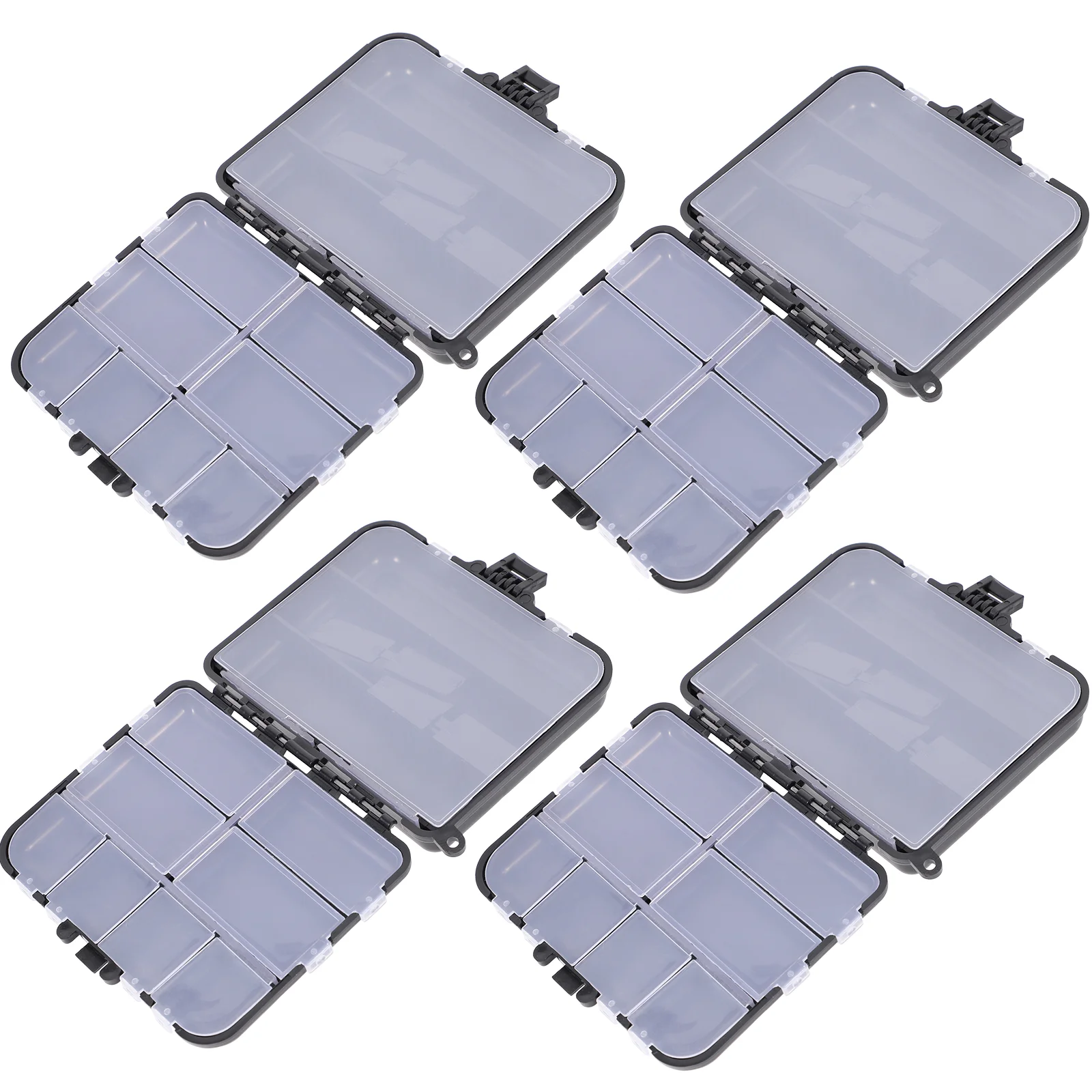 

4 Pcs Container Bait Storage Box Toolbox Black Organizer Bins Pvc Fishing Tackle Case