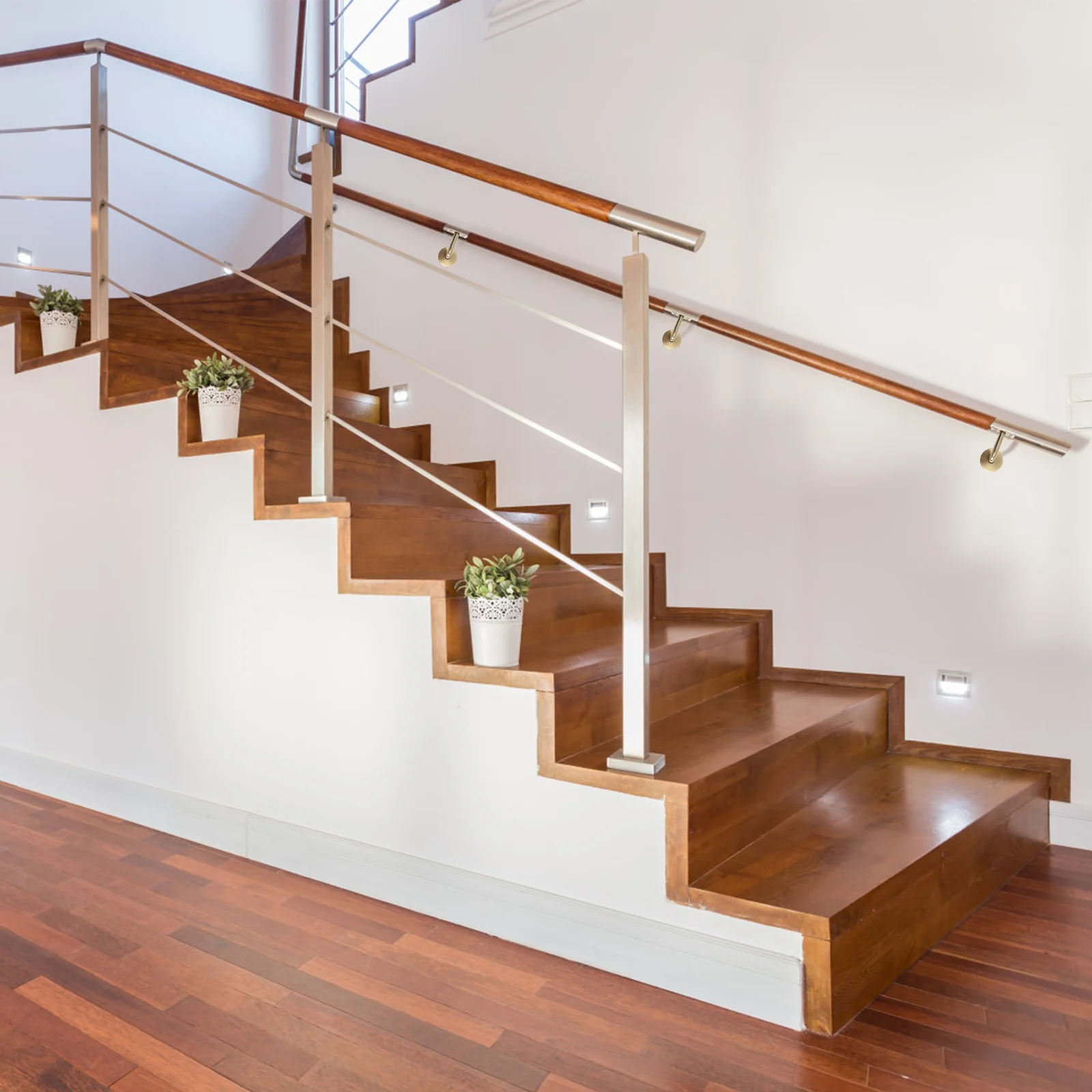 Handrail Wall Brackets Brush Stainless Steel Handrail Stair Rack Shelfed Bracket Support Hand Rail Stair Railing