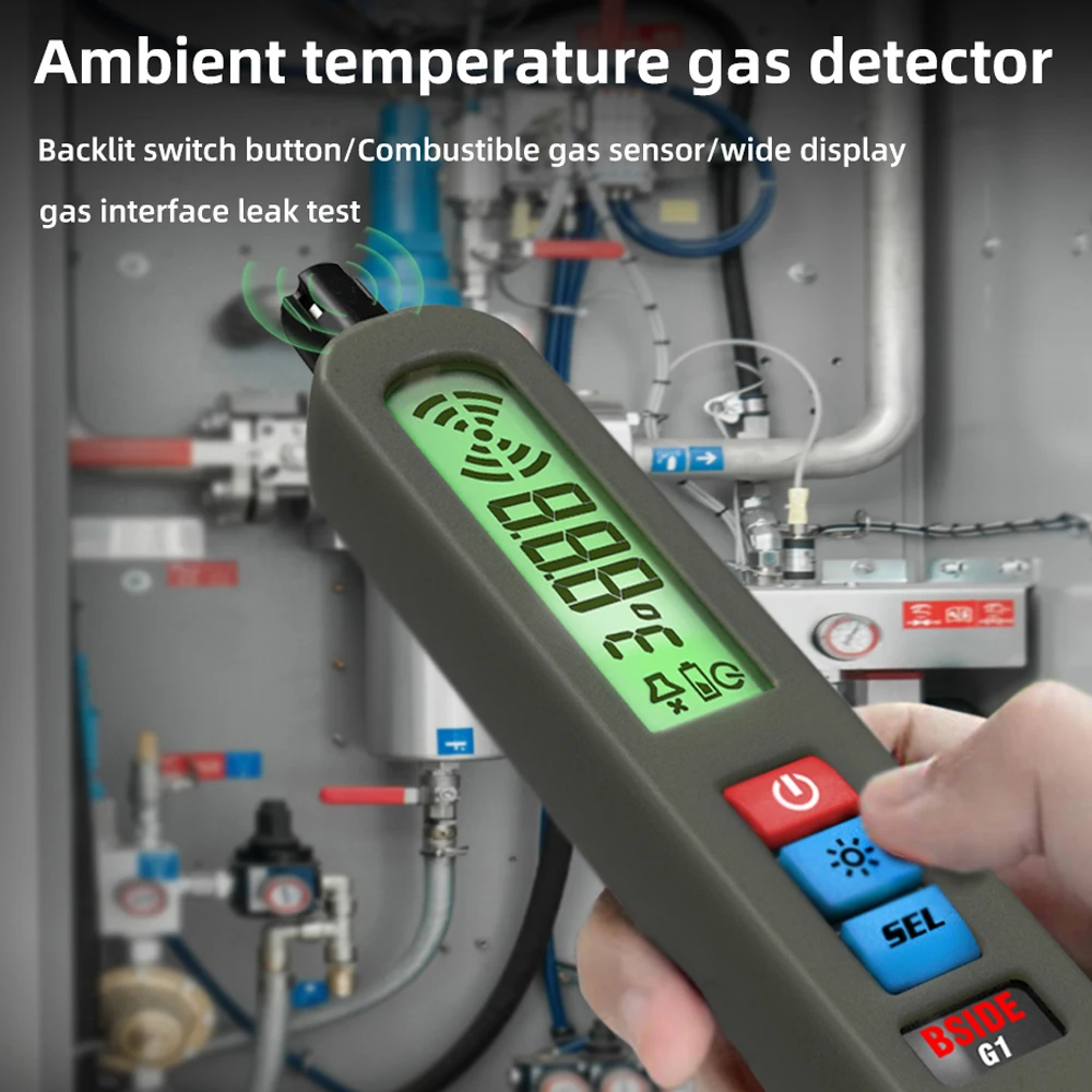 Detector de fugas de Gases Combustible portátil de mano, Analizador de  concentración, medidor con prueba de temperatura, función de alarma de luz  de