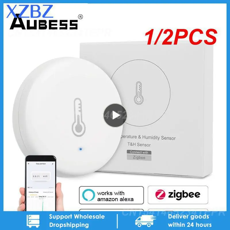 

1/2PCS Moes Tuya Smart Smart Temperature And Humidity Sensor Battery Powered Security With Tuya Smart Life App Alexa