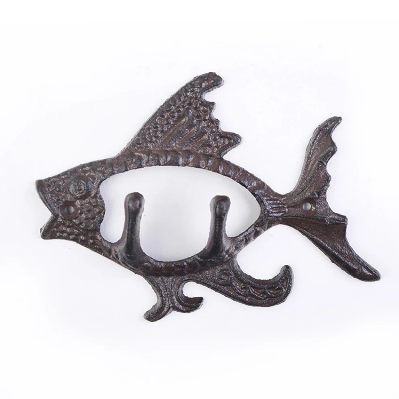 

Goldfish Hollow Cast Iron Double Hook Creative Wall Hanging Retro Style Strong Load-bearing Hook Courtyard Garden Decoration