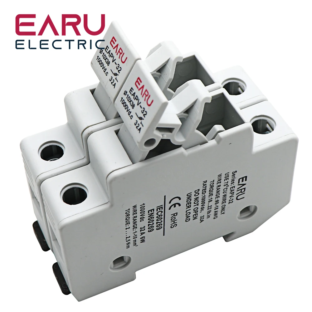 Description Picture 3 of item2P Din Rail Solar PV DC Fuse Holders suitable for 10*38mm DC PV Fuse Link for Solar Photovoltaic System Protection Protector