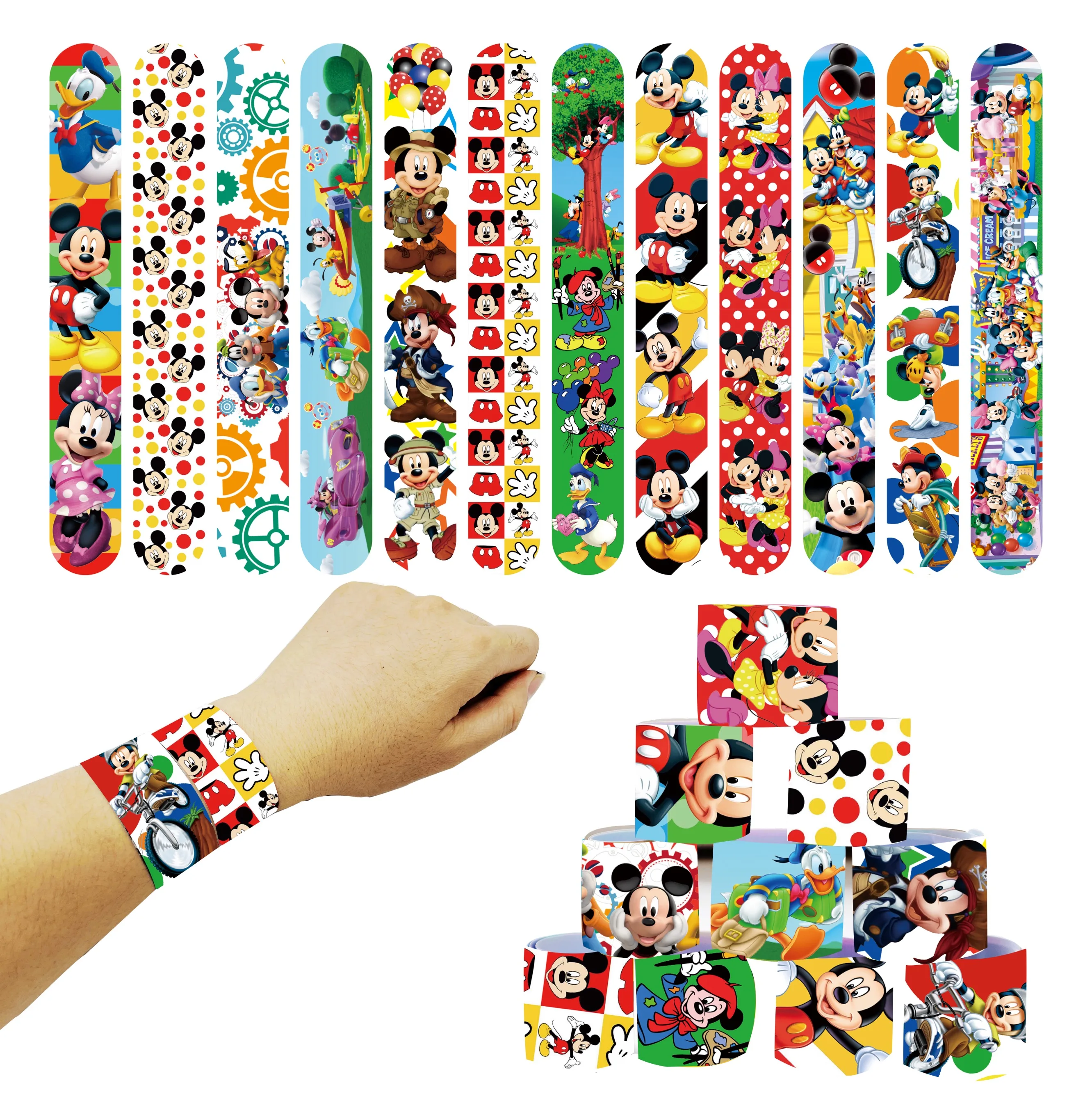 

Disney Mickey Mouse Slap Bracelet Minnie Mouse Bracelets Wristband for Kids Classroom Reward Party Favor Pinata Goody Bag Filler