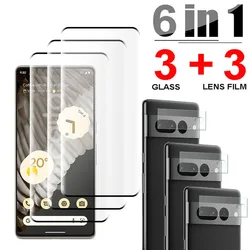 Premium 3D Tempered Glass Screen & Camera Protector - Full Coverage - 3 Glass 3 Lens Film (For Pixel 6A)
