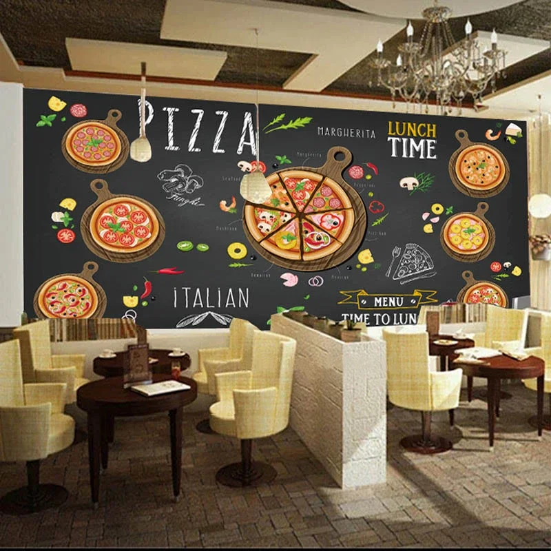 custom wall mural pizza shop papel de 02