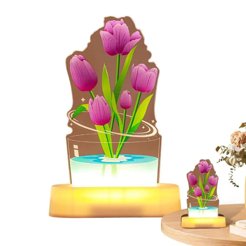 

Цветы, ночник, 3D, беспроводное искусственное украшение на День святого Валентина, декоративная ночник, искусственная Цветочная лампа, атмосфера