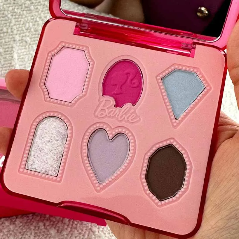 

Пластина для теней для век Барби милая, шесть цветов, легко наносится, блестящая горячая пудра, румяна, высокий Макияж CD