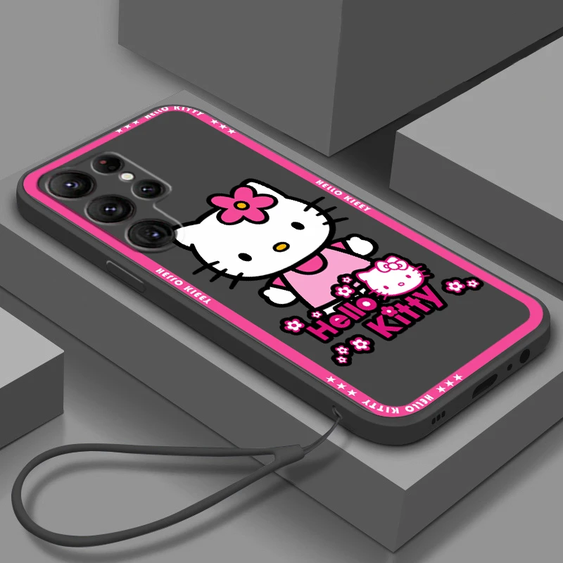 Simpatica Custodia Per Telefono Hello Kitty Cinnamoroll Per Samsung Galaxy S23 S22 S21 S20 Fe S10 Plus Lite Ultra 5G Cover Liquid Rope Funda