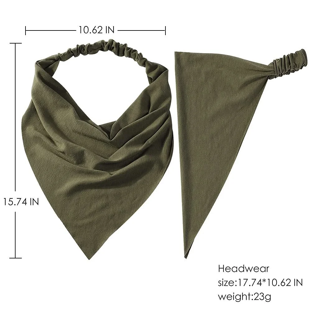 Neue böhmische Baumwolle Bandana für Frauen elastisches Haarband verlängertes Dreieck Kopftuch Mädchen Kopftuch Wrap Haarschmuck Kopf bedeckung – Detail 7