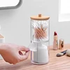 Acrylic Storage Box Bathroom Jar Makeup Organizer Cotton Round Pad Holder Cotton Swab Box Qtip Holder Dispenser with Bamboo Lid 2