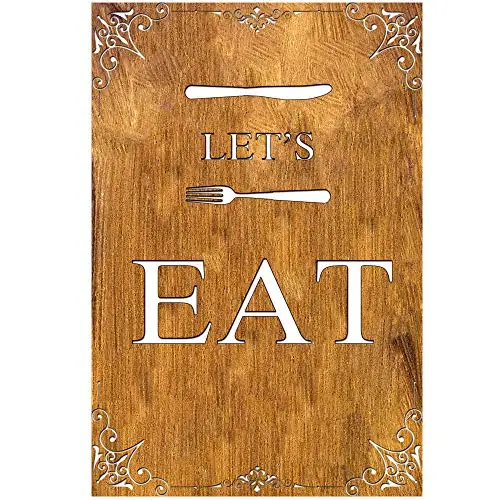 

Original Retro Design Let's Eat Tin Metal Signs Wall Art | Thick Tinplate Print Poster Wall Decoration for Kitchen