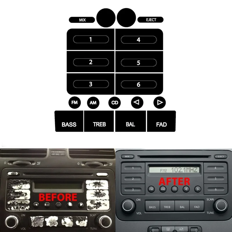 Car Interior Radio Button Repair Stickers Switch Button Stickers for