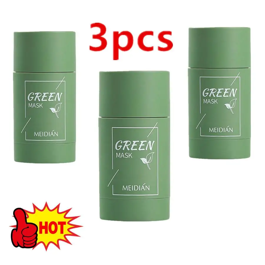 

3Pcs Meidian Green Tea Mask Moisturizing Deep Cleansing Oily Mud Film Control Stick Smearing Exfoliation Eggplant