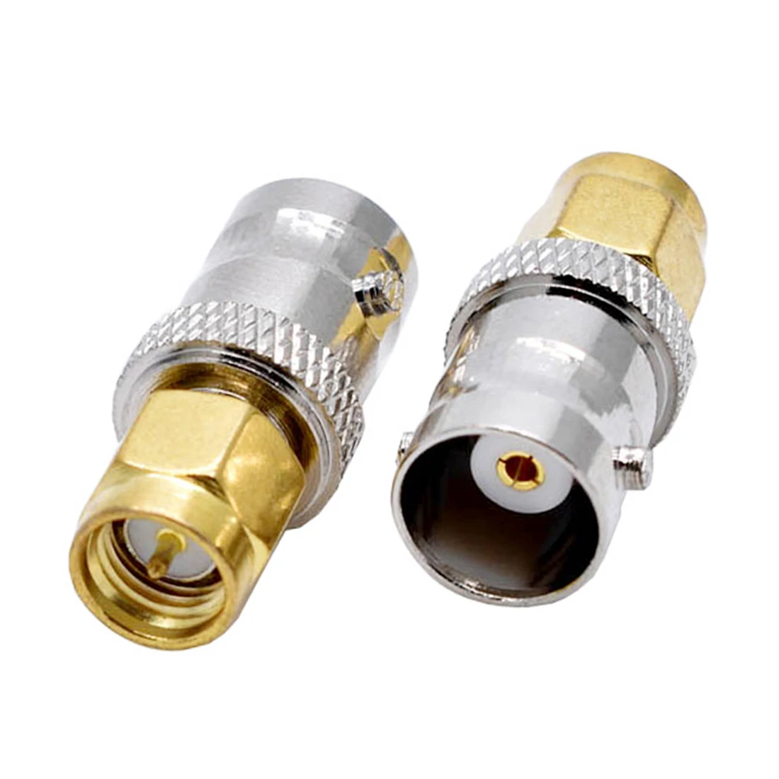 BNC fêmea Jack para SMA macho plug RF coaxial adaptador, conversor reto niquelado, CCTV, novo, atacado, 1pc