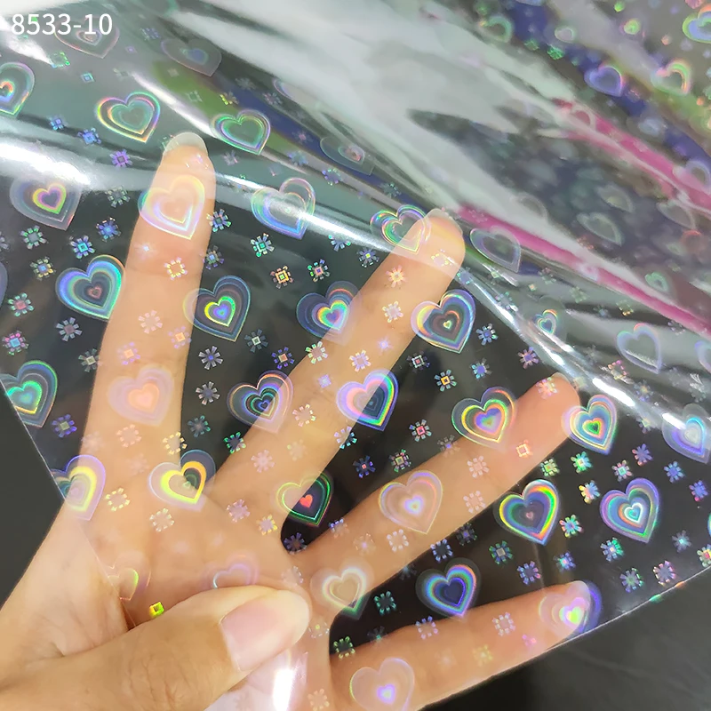 

46*135cm Holographic Rainbow laser Super Clear TPU Faux Leather Sheets for Bows Earrings Bags DIY Crafts Making