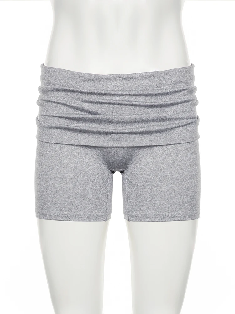 IAMSURE Basic Solid Knitted Shirts Women 2024 Casual Slim Low-Waisted Shorts Summer Fashion Streetwaer Sporty Activewear Ladies