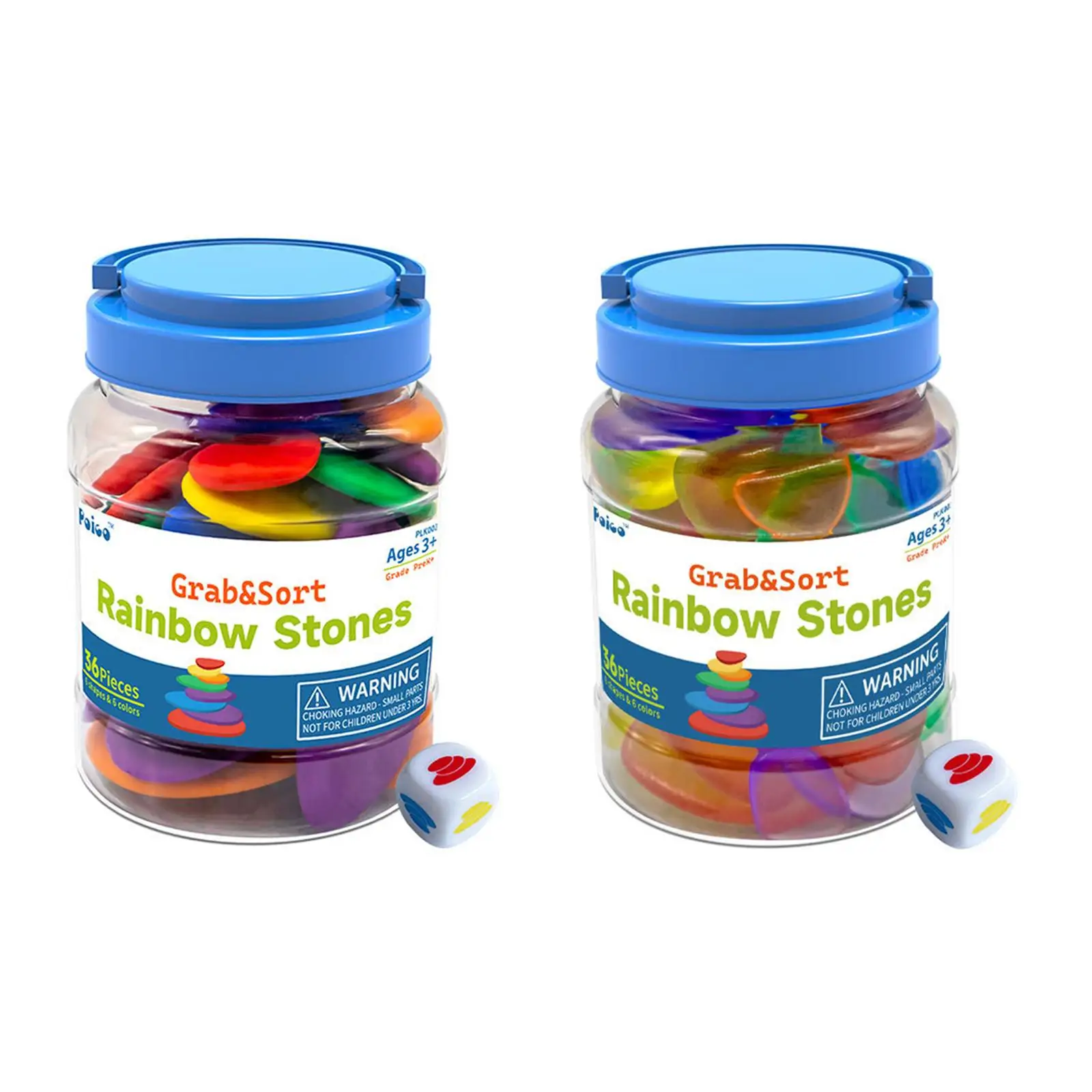 

36Pcs Pebbles Toy Jar Montessori Stacking Stones for Game Gift Teaching