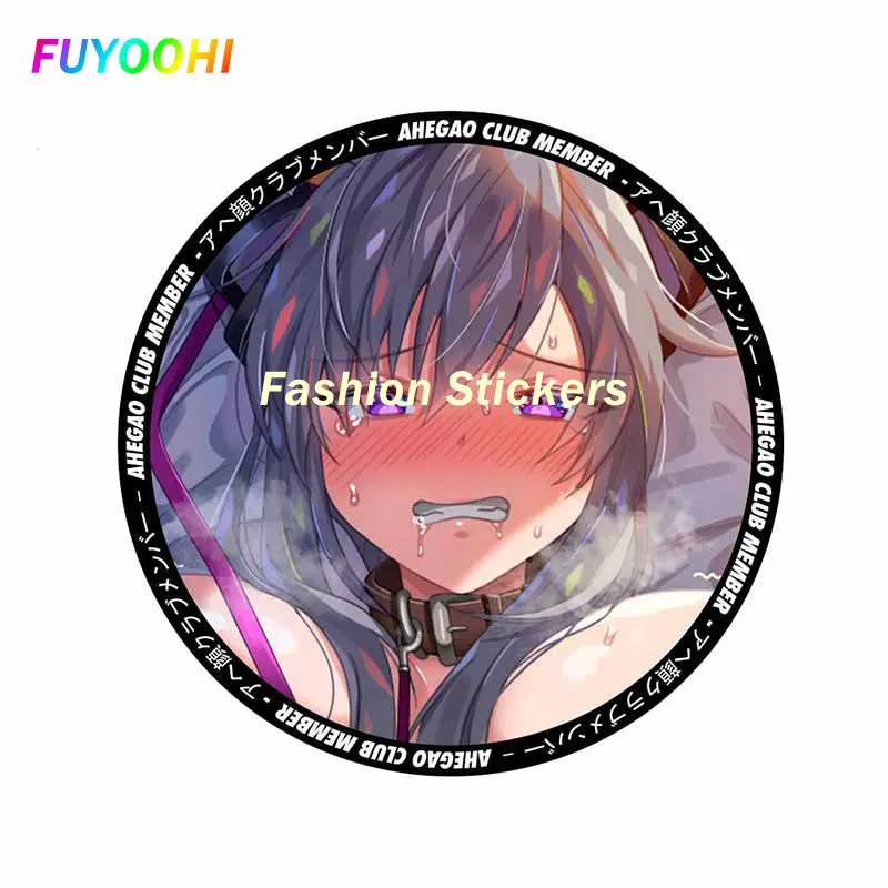 

FUYOOHI Stickers Ahegao Girl Anime Car Stickers Personality Decal Sunscreen Surfboard Motorcycle Campervan Decor Glue Sticker