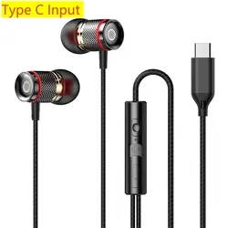 9D HIFI Heavy Bass In - Ear Stereo Wired Headphones with Mic (Type - C Black)