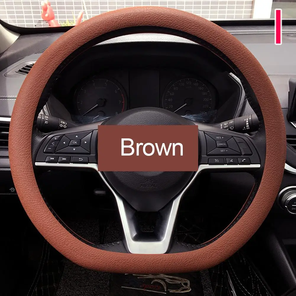 Universal Silicone Steering Wheel Cover - Soft, Textured, Multi-Color Car Accessory