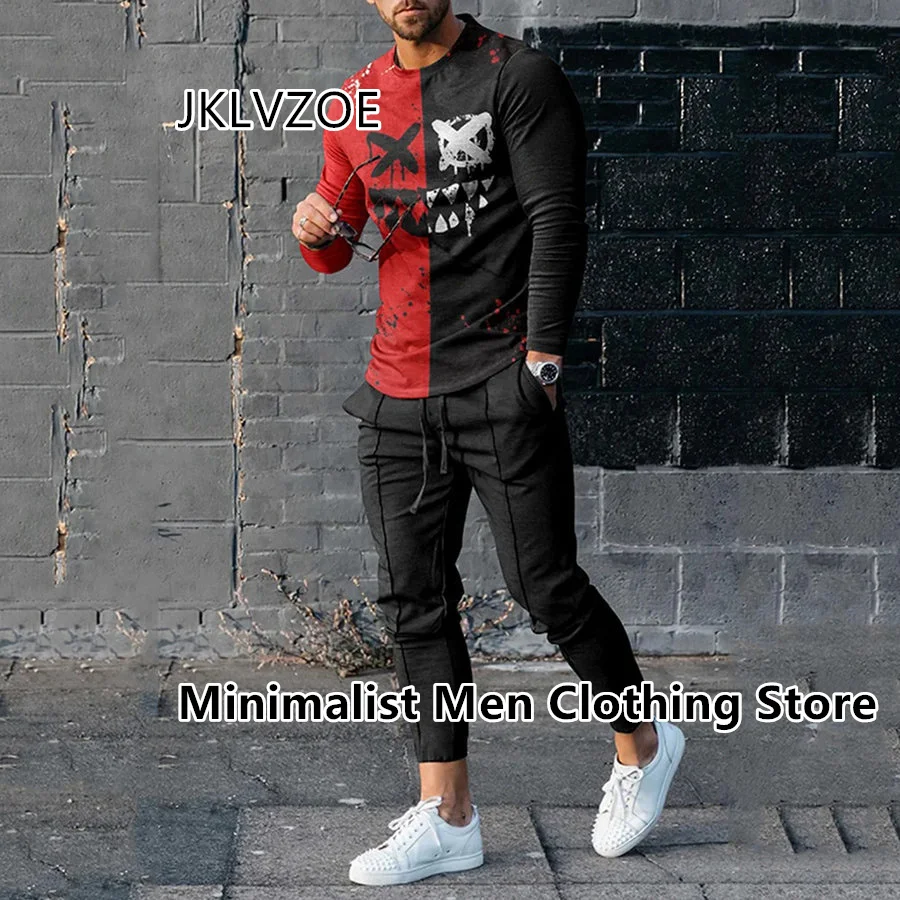 2023 Spring Men Tracksuit Long Sleeve T Shirt+Sweatpants Suit  Streetwear Vintage Sweatshirt Oversized Men Clothing 2 Piece Sets