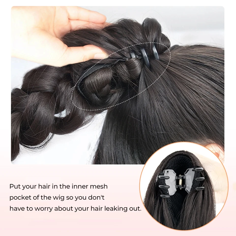Synthetic Heat Resistant Ponytail Hair Extensions Clip On Braid