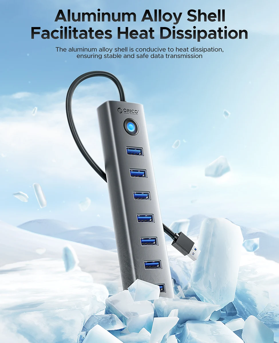 ORICO 7-Port High-Speed Aluminum USB Hub and Docking Station