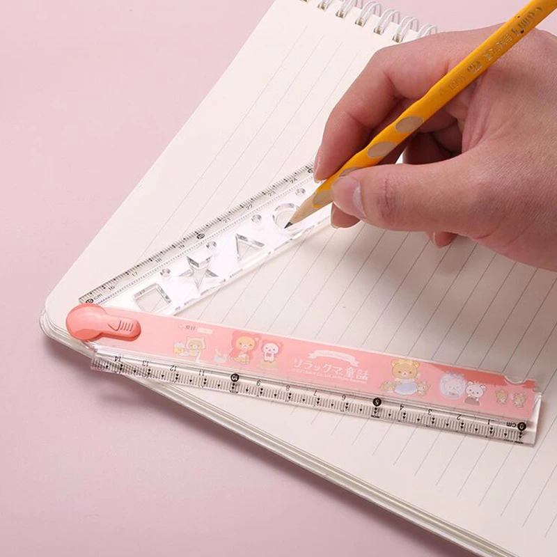 Cartoon Bear Straight Rulers Kawaii Folding Measuring Tool Drawing Template Kids Gifts Korean Stationery School Office Supplies ruler set drawing ruler straight ruler folding ruler