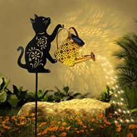 1 Outdoor Solar Cat/Dog Silhouette Watering Can Light - Hanging Solar Garden Decor for Lawn, Backyard, Pathway, and Patio 1