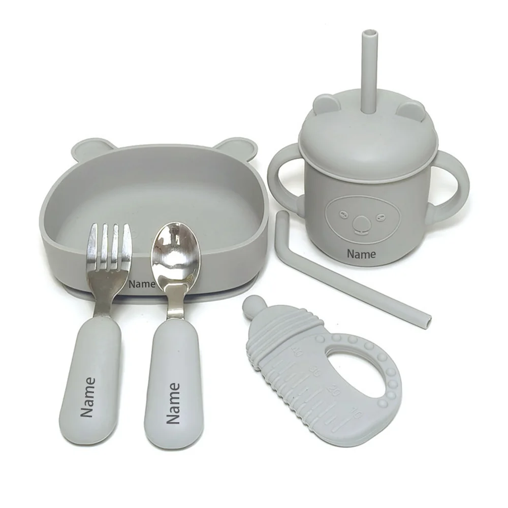 6-Piece Silicone Cutlery Set with Free Name Printing Personalized Surprise Gift for Boys and Girls