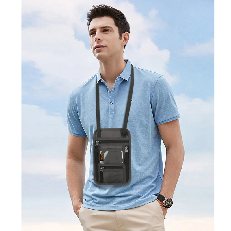 Passport Holder Neck Pouch Travel Wallet for Women Men RFID Blocking Security Slim Traveling Wallet with Neck Lanyard Strap 6