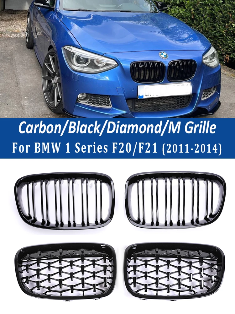 

For BMW 1 Series F20 F21 2011-2014 Front Bumper Hood Kidney Grill Racing Grilles Replacement Black Diamond Meteor Style