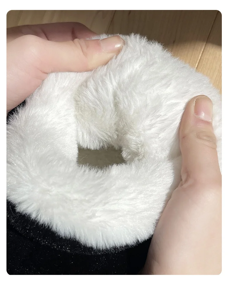 Chunky Fashion Women's Slip On Fur Slippers Comfort Cute Panda Shoes for Women 2024 Winter Warm fur Slides Home Indoor 4