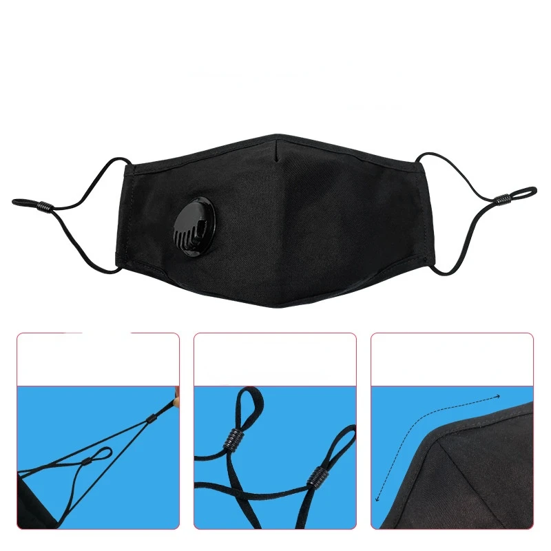 Face shield mask Cotton Face Mask with Breathing Valve Filter Reusable Washable Masks Fashion Mouth Face Mask Anti Dust Activated Carbon PM2.5