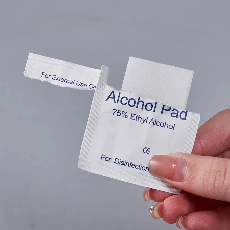 100 Pcs Disposable 70% Alcohol Cotton Pads Cleaning Wet Wipes Microblading Tattoo Manicure Skin Disinfection Makeup Tool