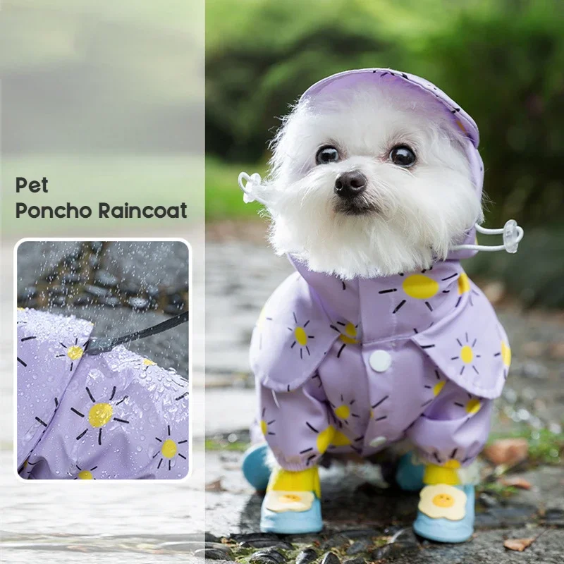 Pet All-cover Raincoat Rainy Outing Cape Four-legged Raincoat Small Medium-sized Dog Waterproof Teddy EVA Dog Clothes