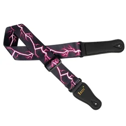 Vibrant Adjustable Pure Cotton Guitar Strap (GS2 Purple lightning)