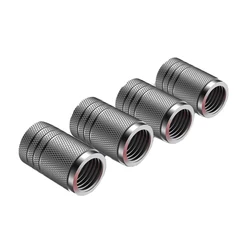 4Pcs Aluminum Knurled Tire Valve Stem Caps - Universal Car Wheel Accessories (4PC silvery)